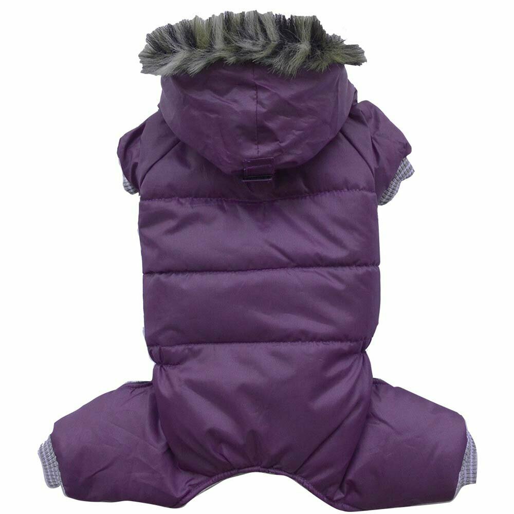 Warm dog clothes - purple snowsuit for dogs by DoggyDolly W146