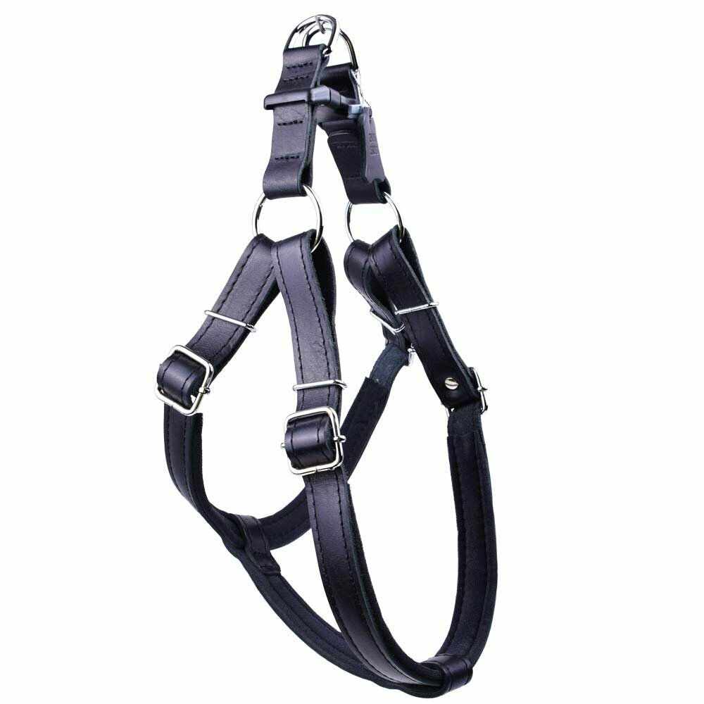 GogiPet® comfort leather chest harness black XL