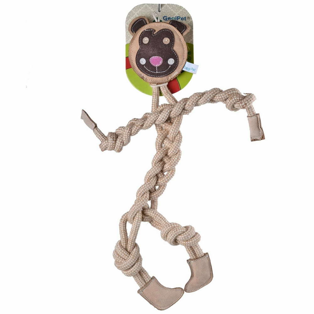 Dog toy monkey from natural raw fibres