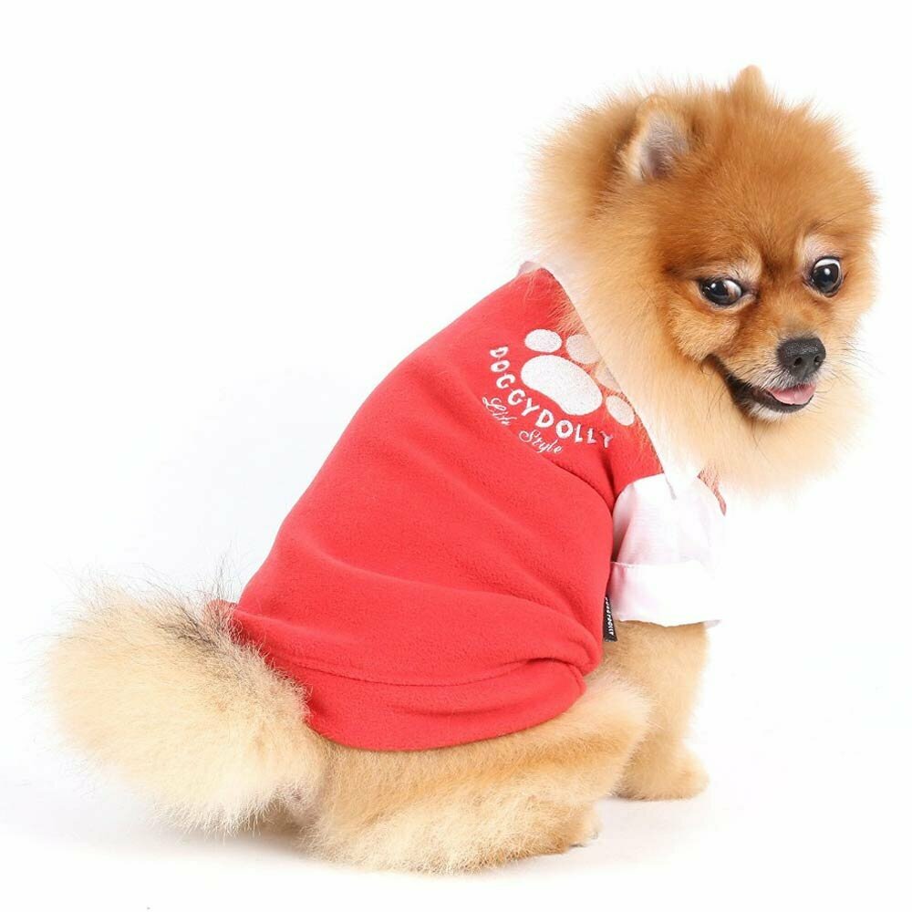 Red warm fleece dog sweater for winter