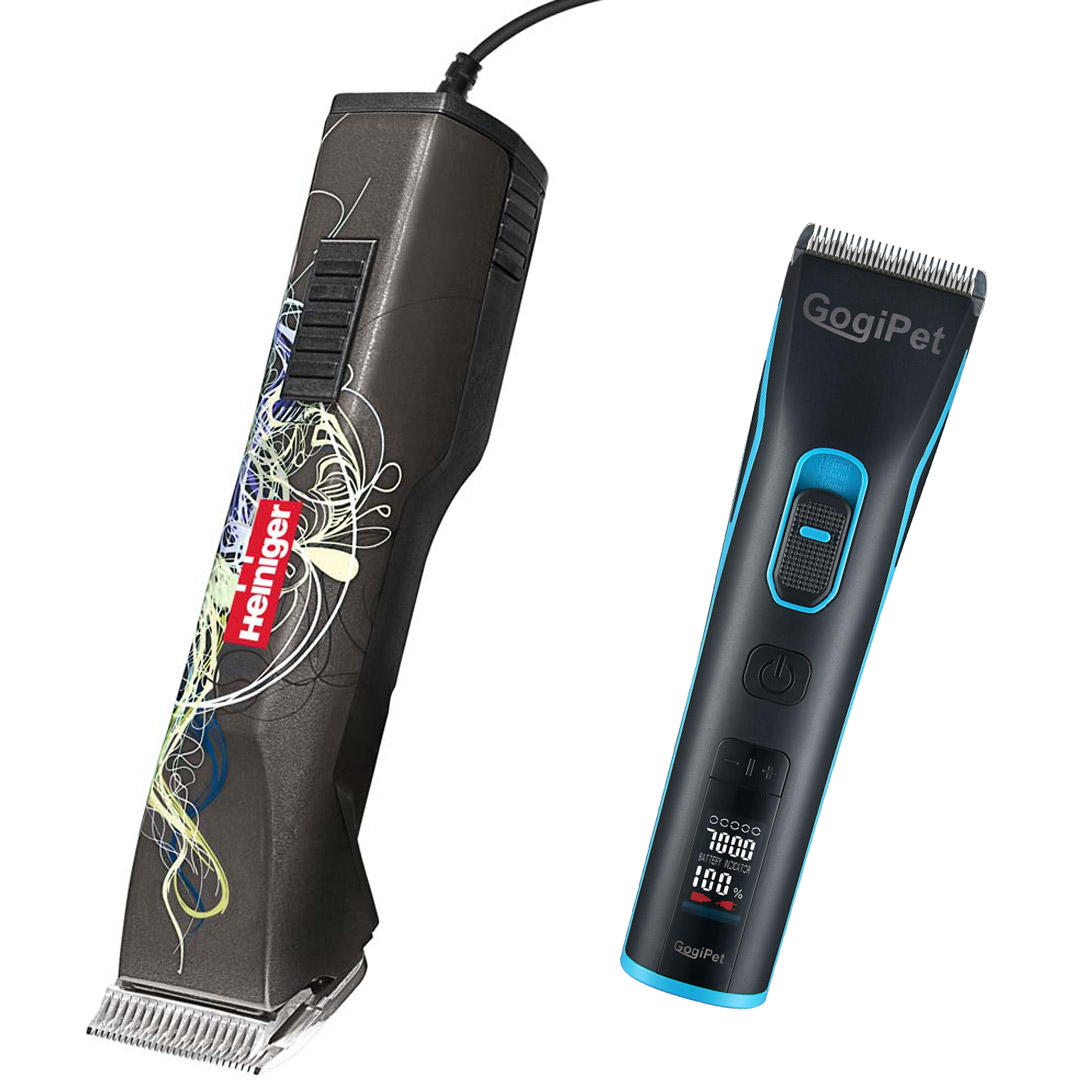 Heiniger Saphir Cord clipper and GogiPet Orate cordless dog clippers economy set