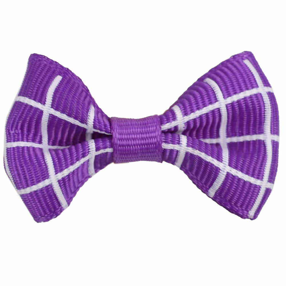 Handmade dog bow violet checkered by GogiPet