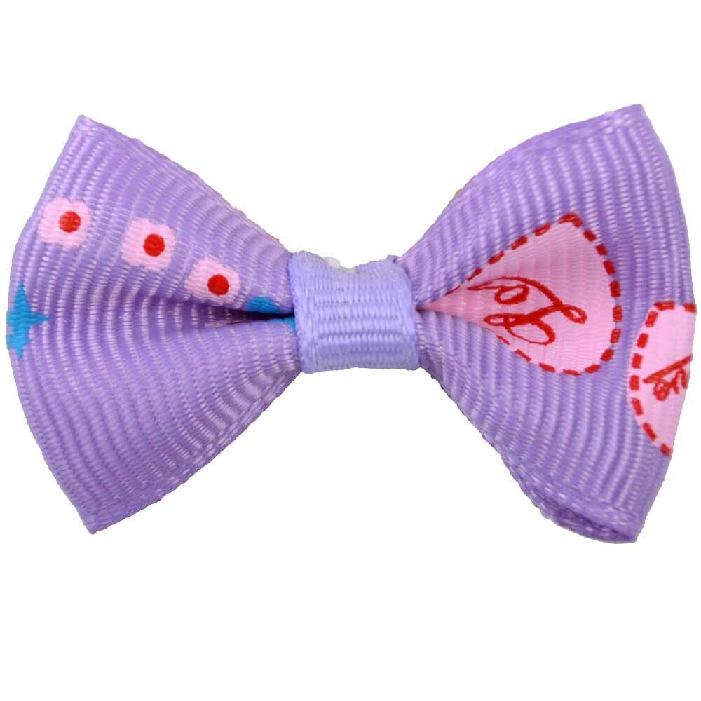 Handmade dog bow "Corazón purple" by GogiPet