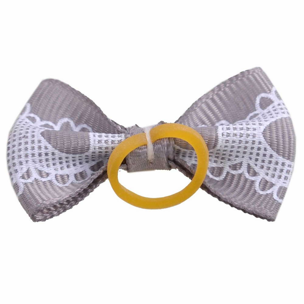 Dog hair bow rubberring "Chiquita gray" by GogiPet