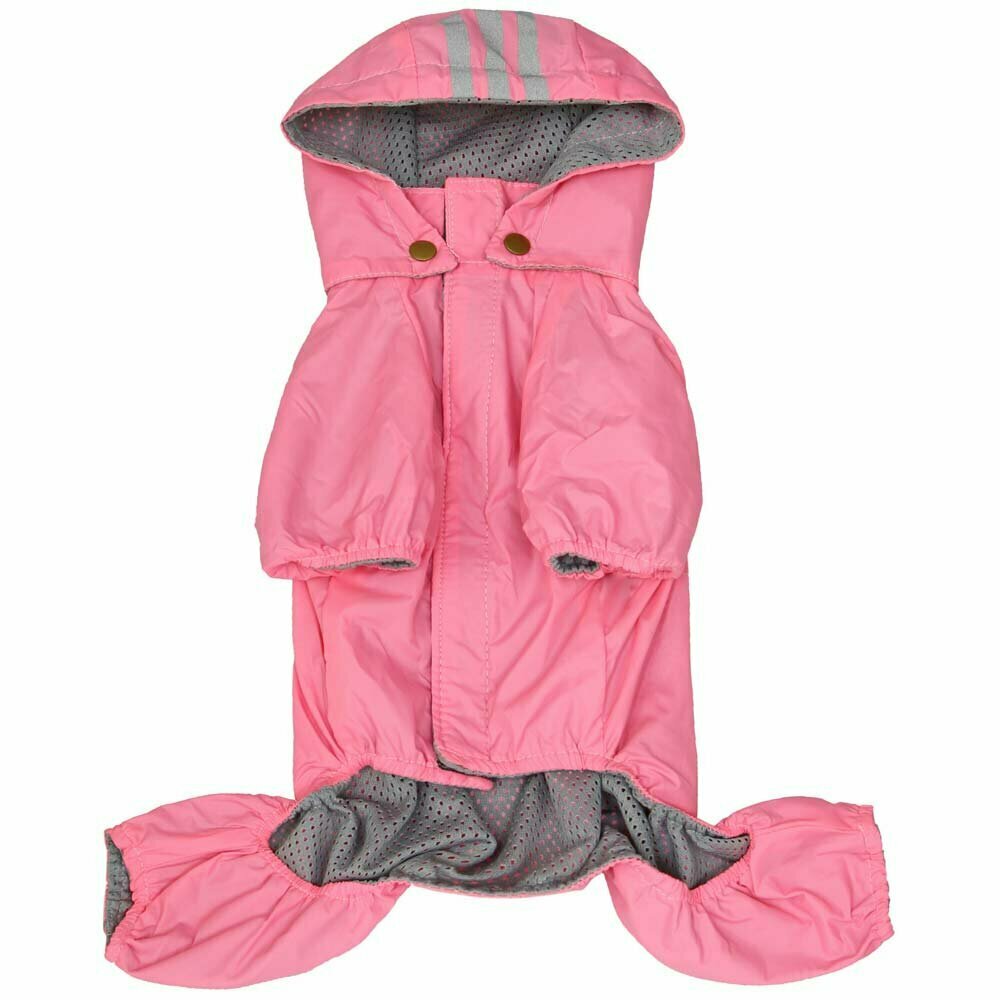 Pink raincoat for dogs with detachable hood