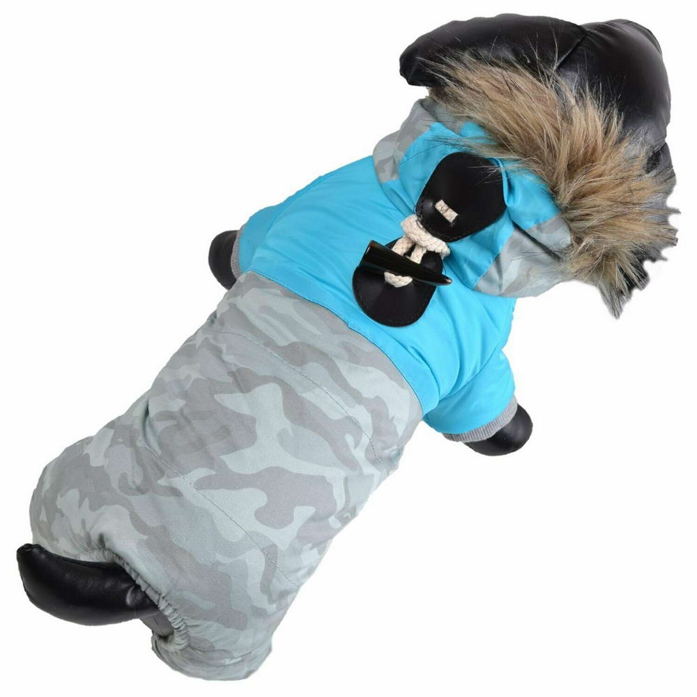 Warm anorak for dogs blue camouflage
