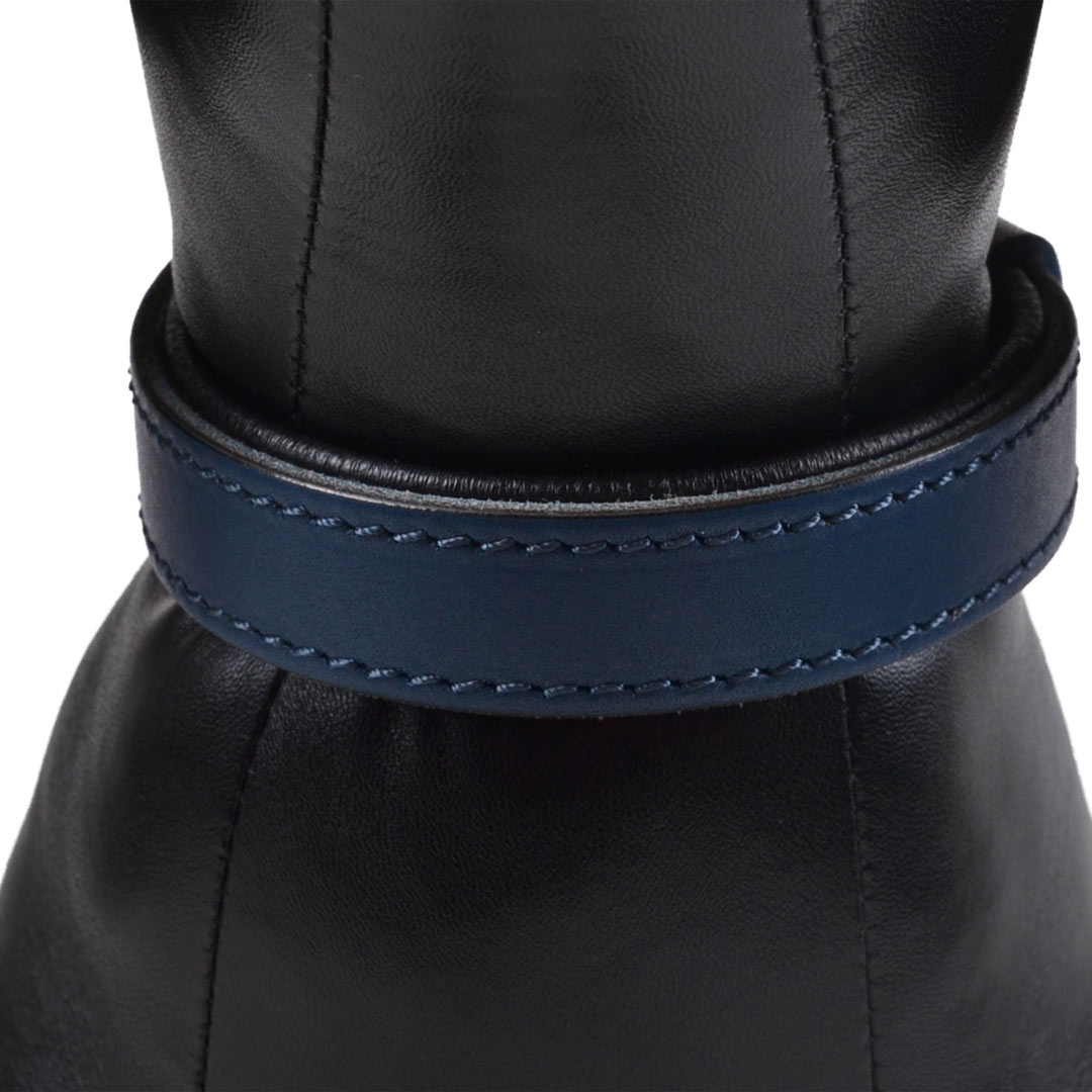 Double leather dog collar blue by GogiPet