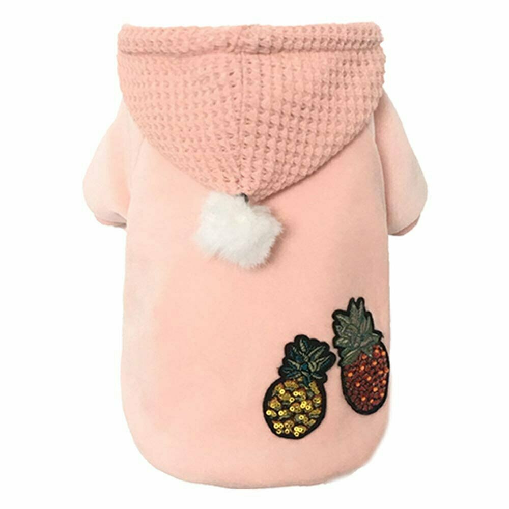 Warm dog jacket pink with pineapple