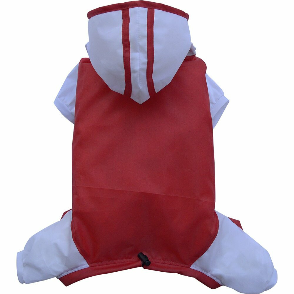 pug raincoat with 4 legs red grey - DoggyDolly FP-DR039