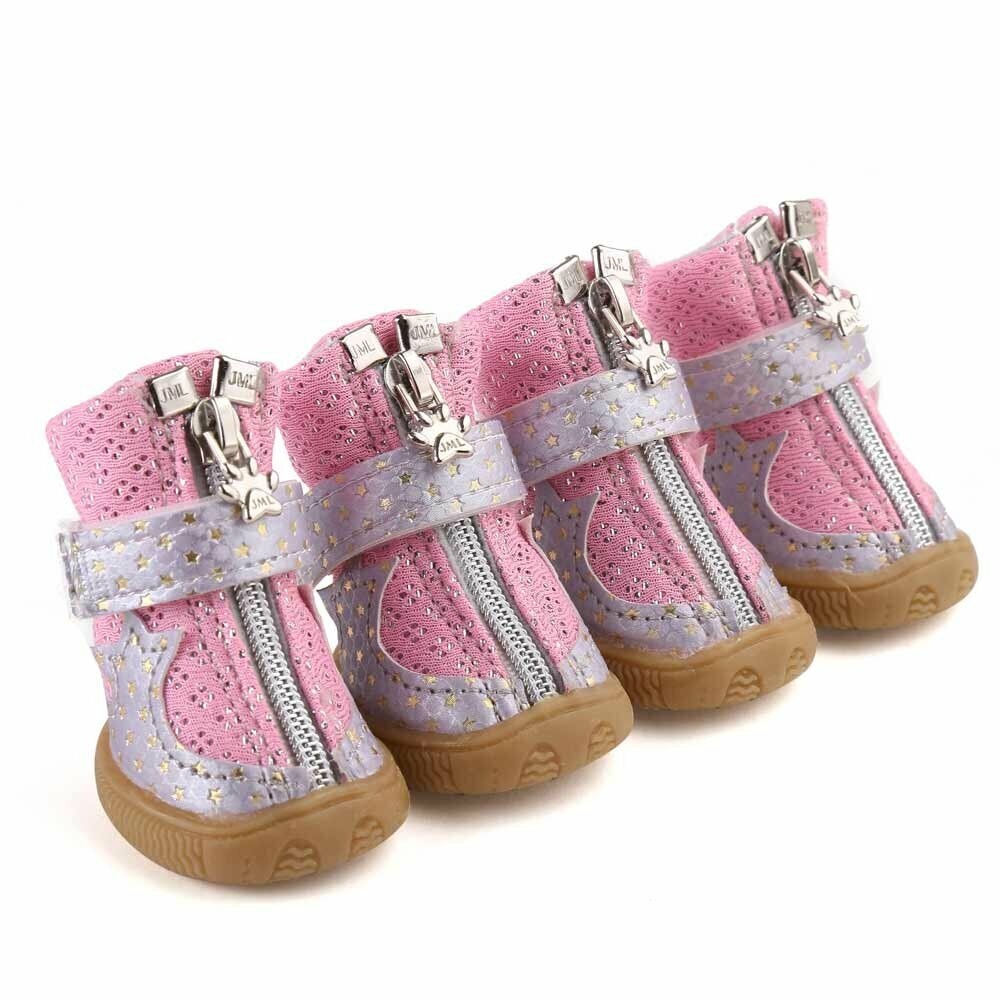 Dog shoes Pink Stars with rubber sole by GogiPet