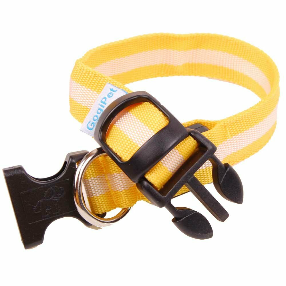 Dog collars with snap fastener for quick donning and doffing - Yellow light collar