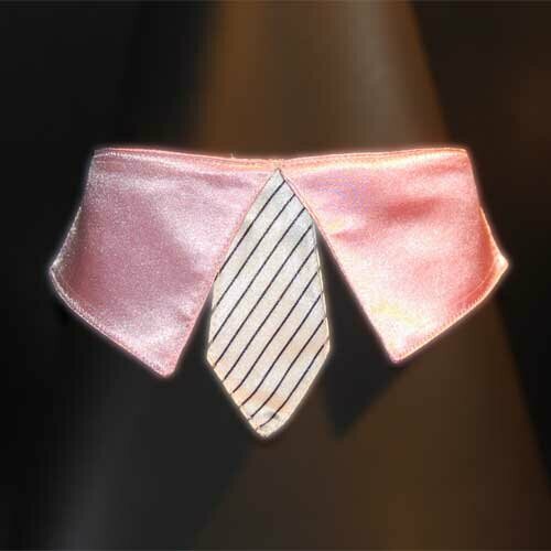 light pink collar with white tie for dogs - GogiPet ®  size L