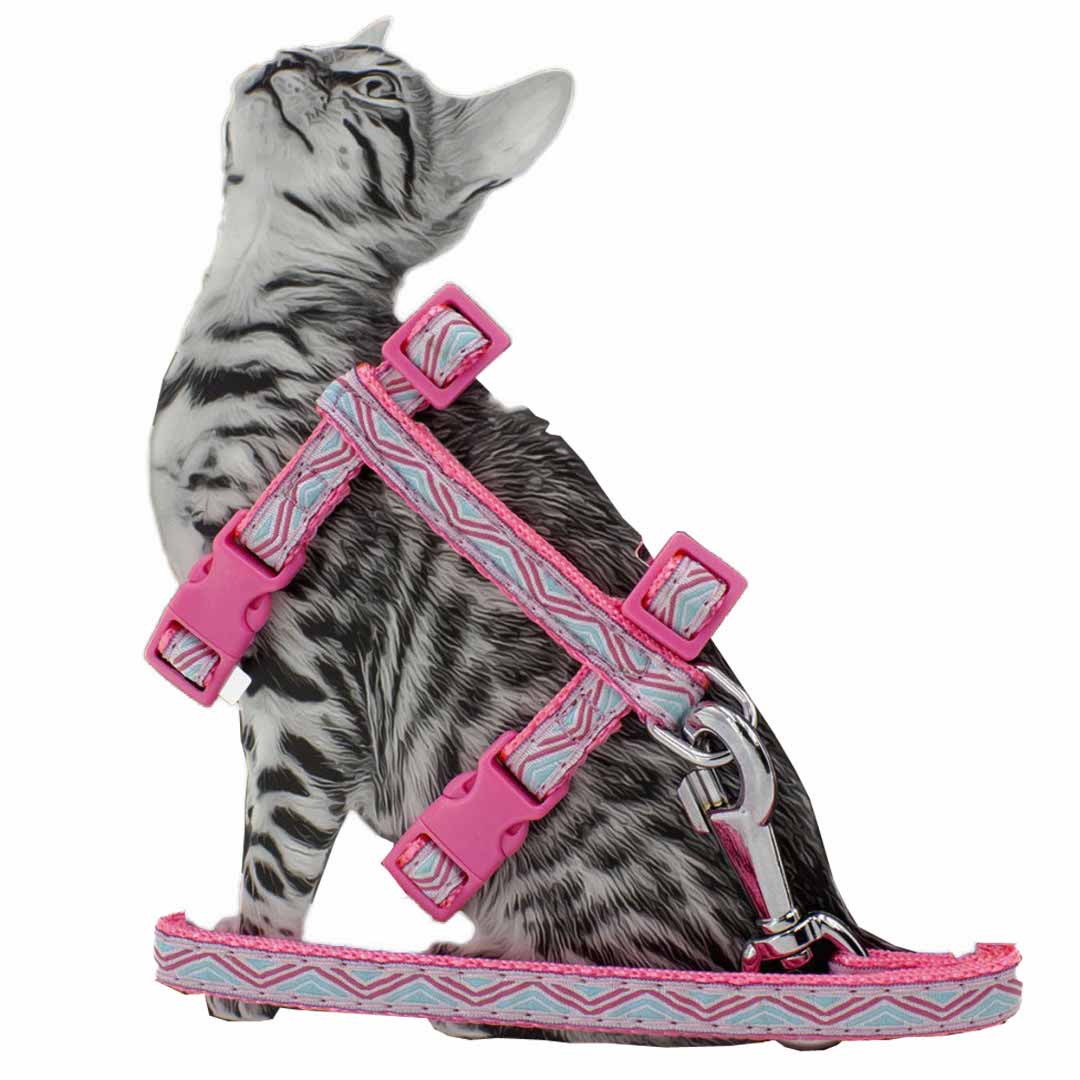 Pink GogiPet cat harness with leash