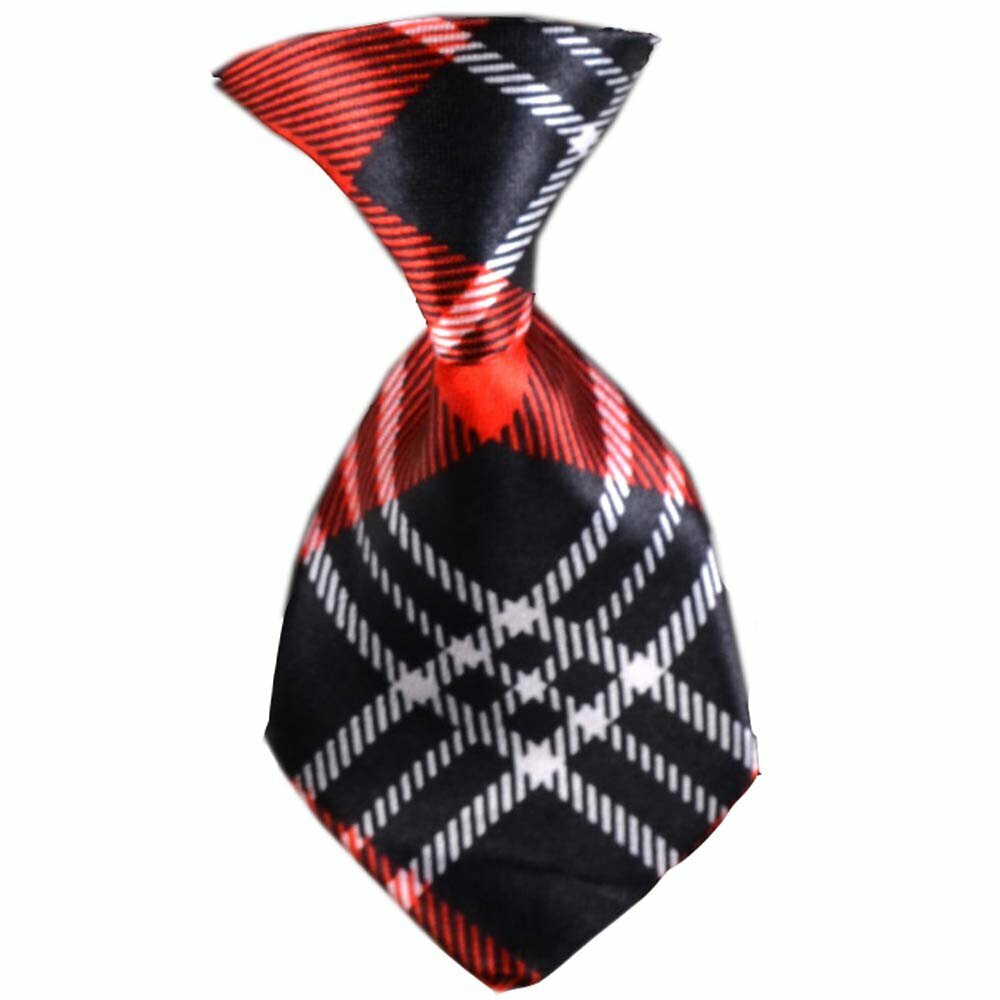 Dog tie black, red checkered
