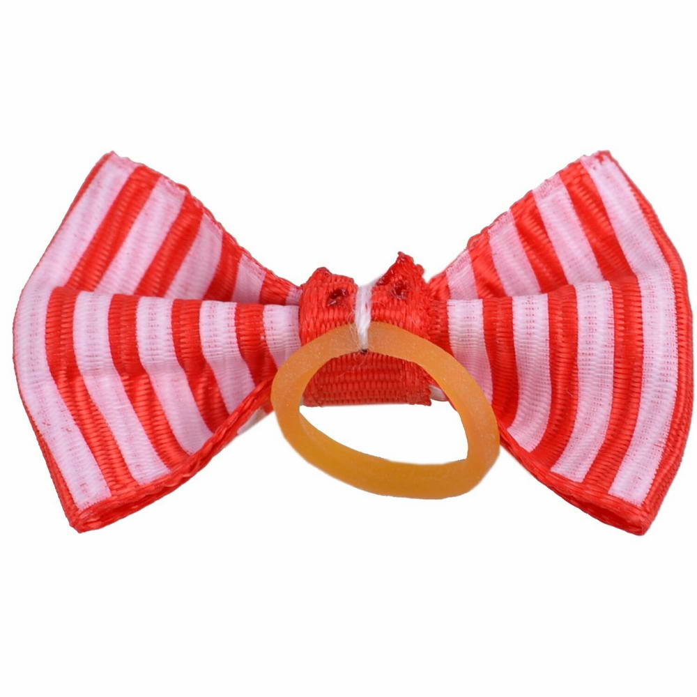 Dog hair bow rubberring Mario red and white sriped by GogiPet