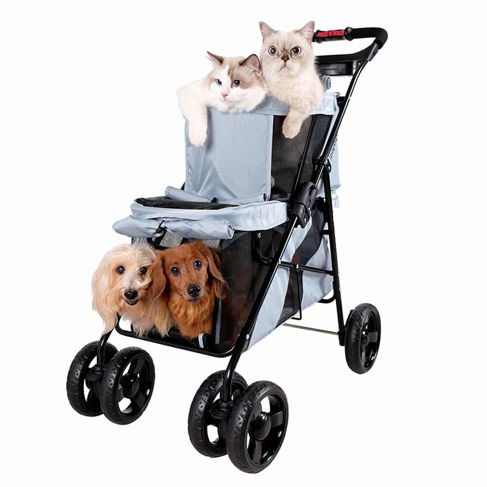 Dog and cat stroller with 2 floors