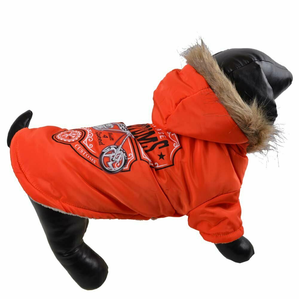 Orange hooded anorak for dogs - dog clothes
