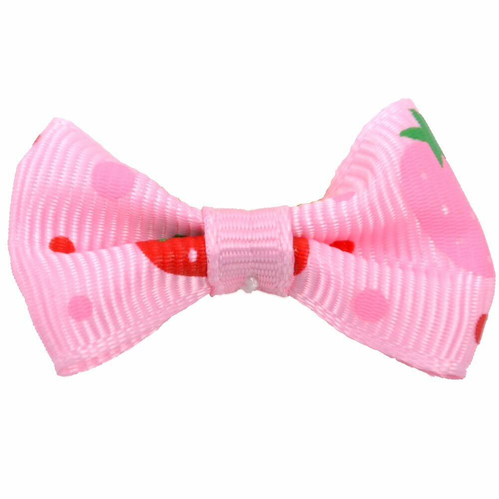 Handmade dog bow pink with strawberries by GogiPet