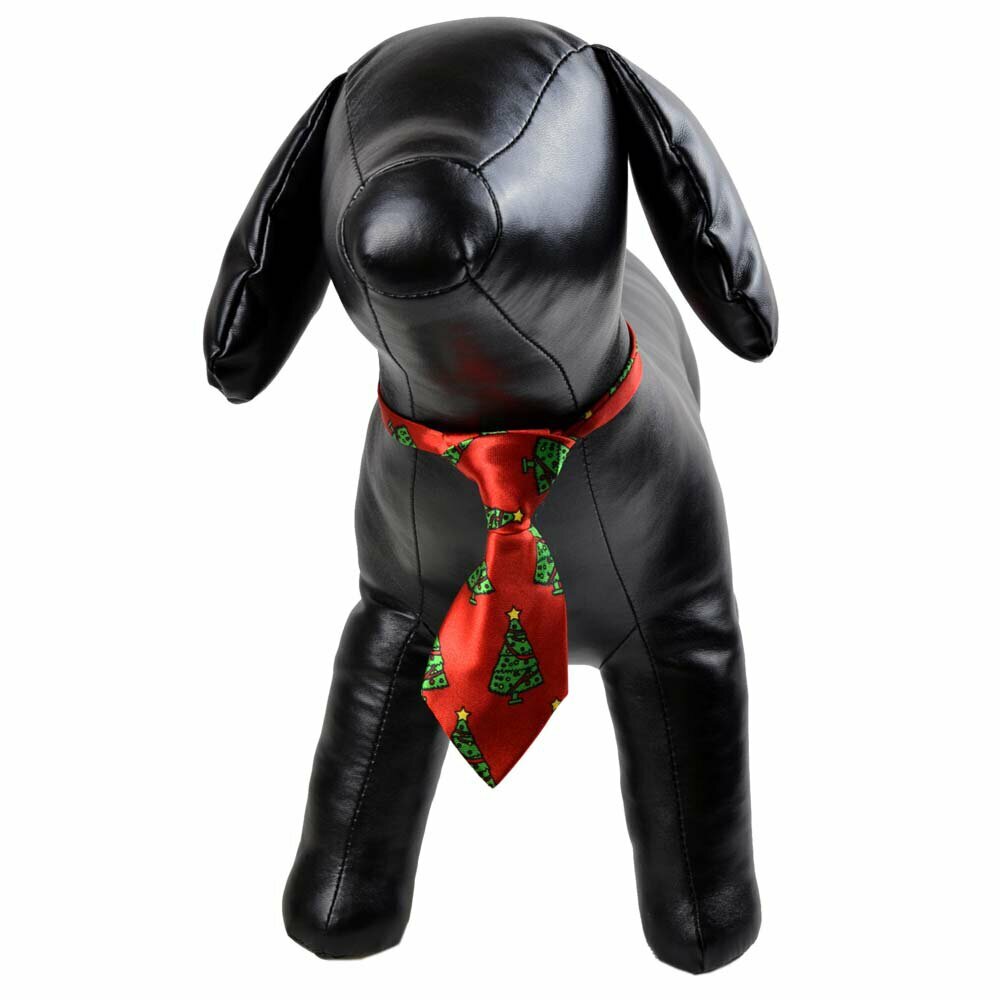 Necktie for dogs red Christmas tree