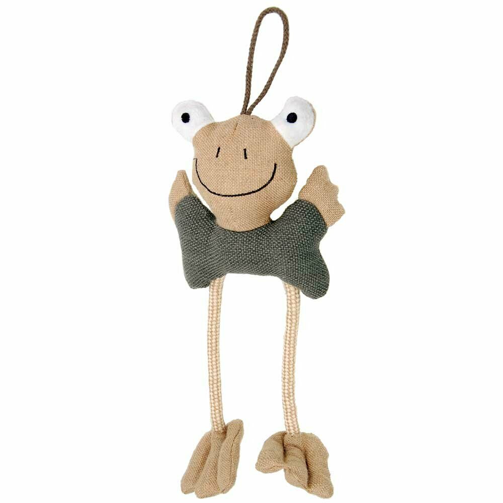Naughty dog toy from natural materials with tooth cords
