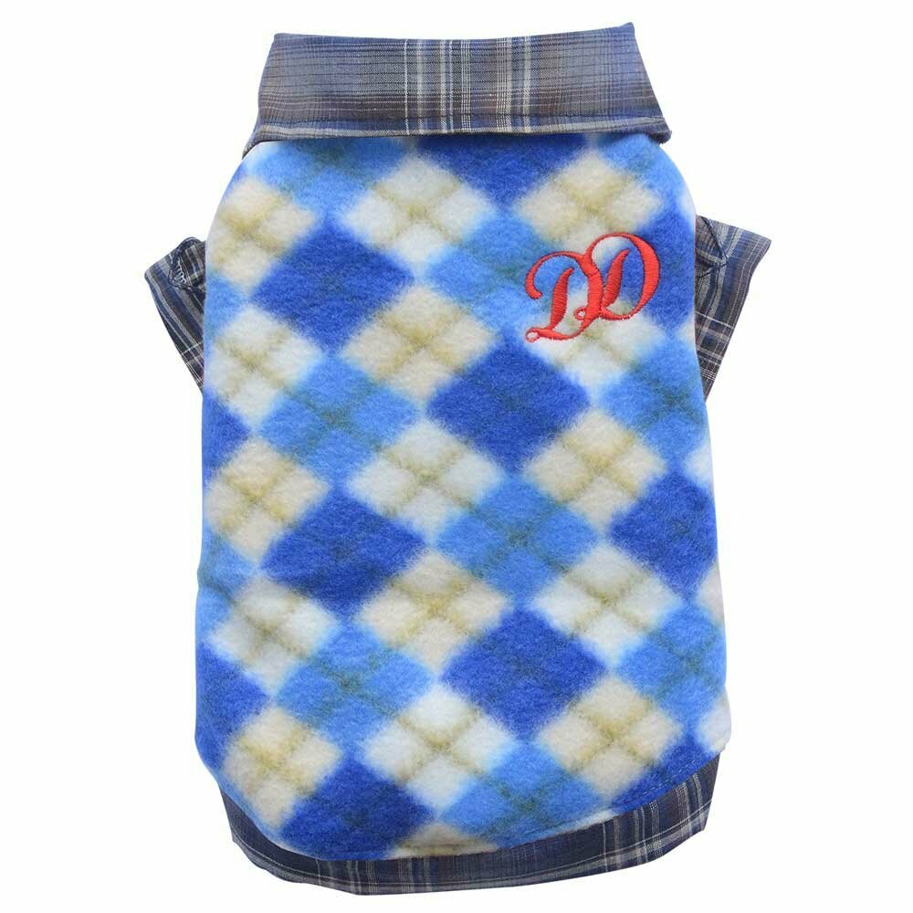 blue checkered dog sweater - warm sweater for dogs fleece