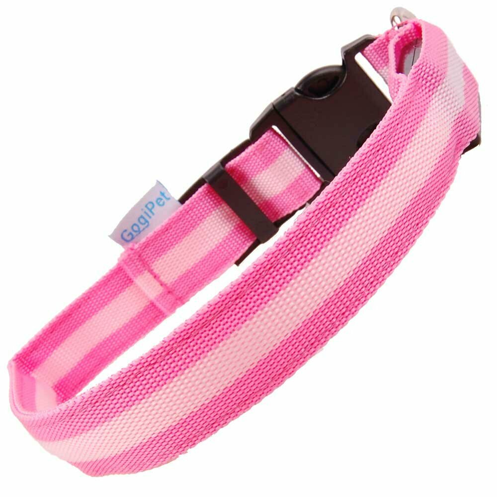 Size adjustable GogiPet ® LED collar pink L