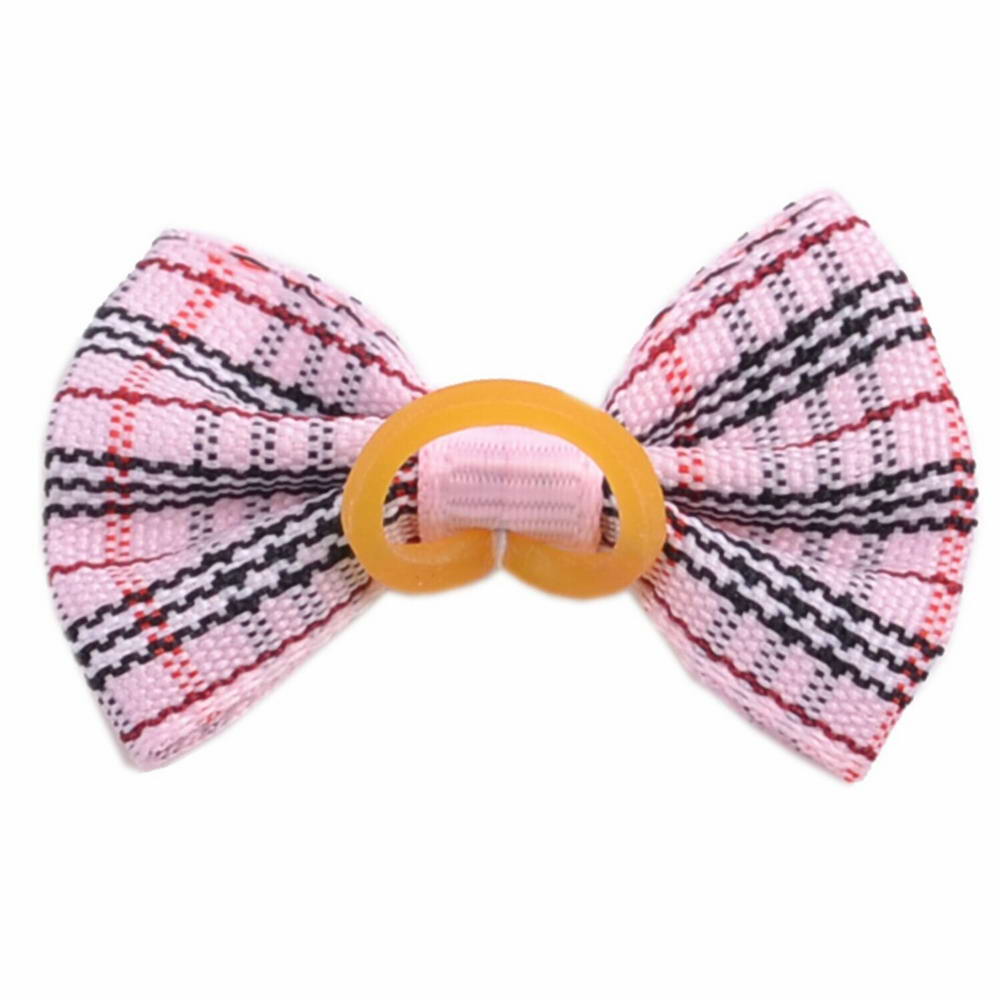 Dog bow with rubber ring - Pedro rose checkered by GogiPet