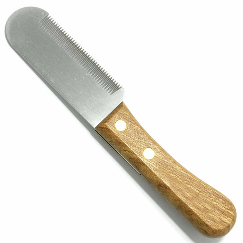 Stripping knife with 40 teeth extra fine with wooden handle