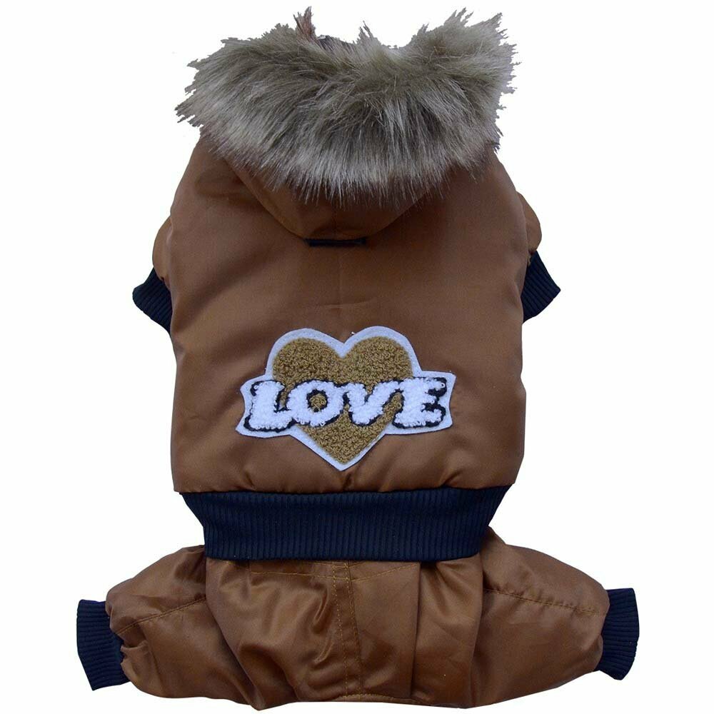brown Eskimo dog coat the warm dog clothing for the winter - dog snow suit of DoggyDolly W077 