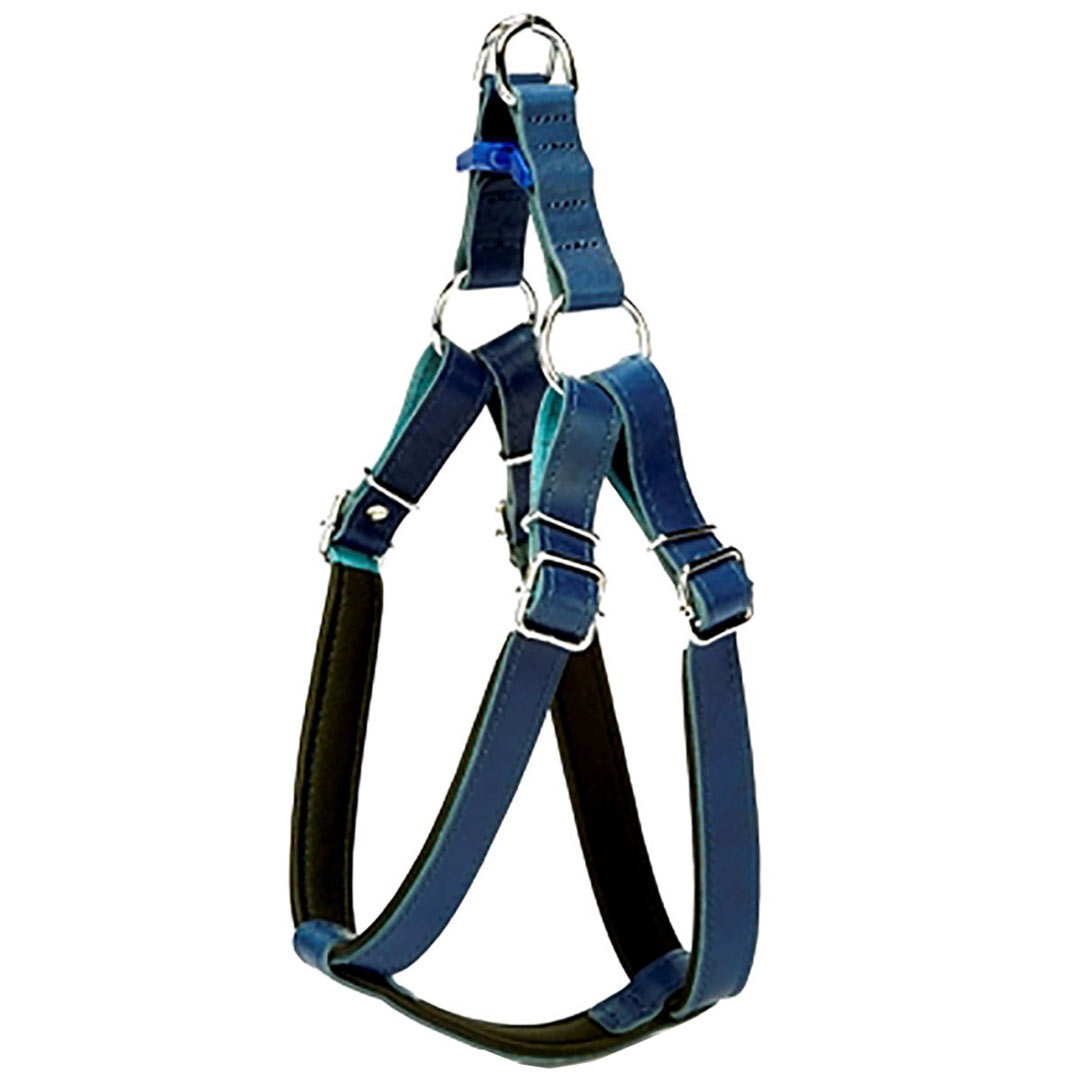 Leather dog harness for dogs blue