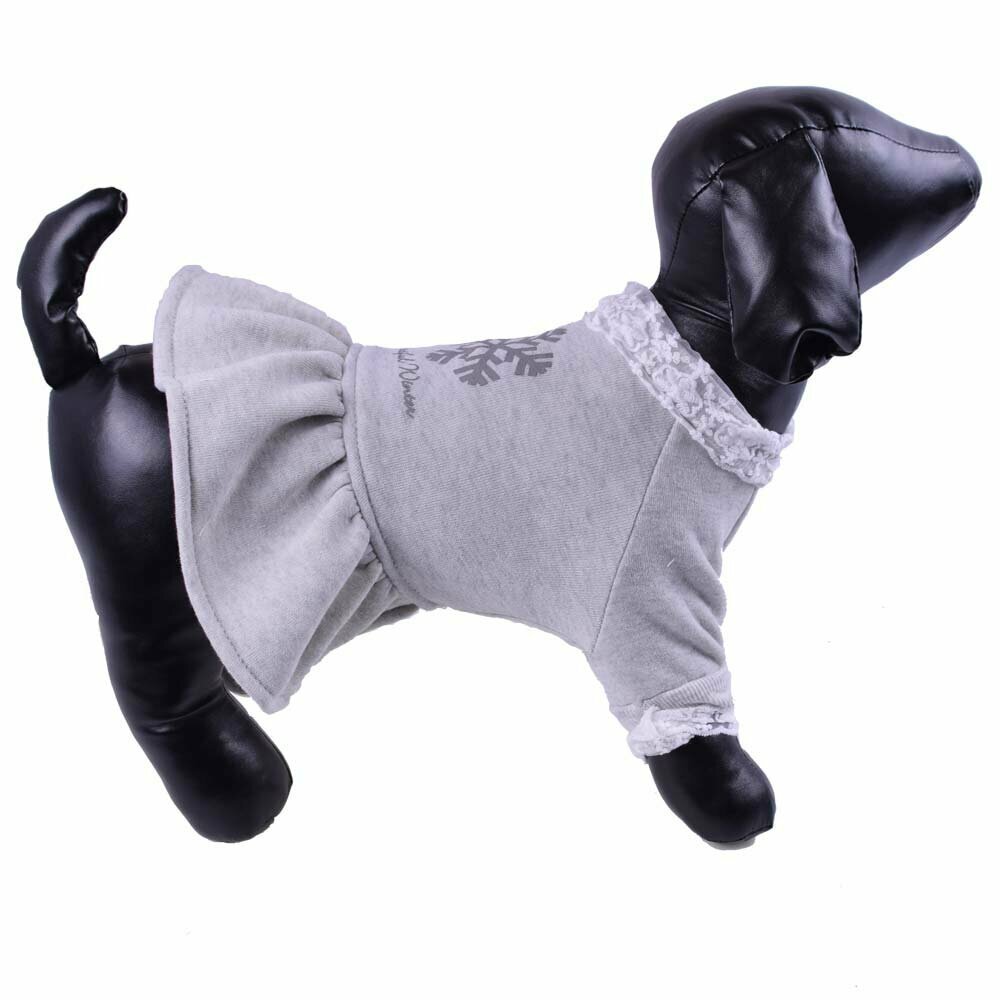 Warm dog dress - gray winter dress for dogs