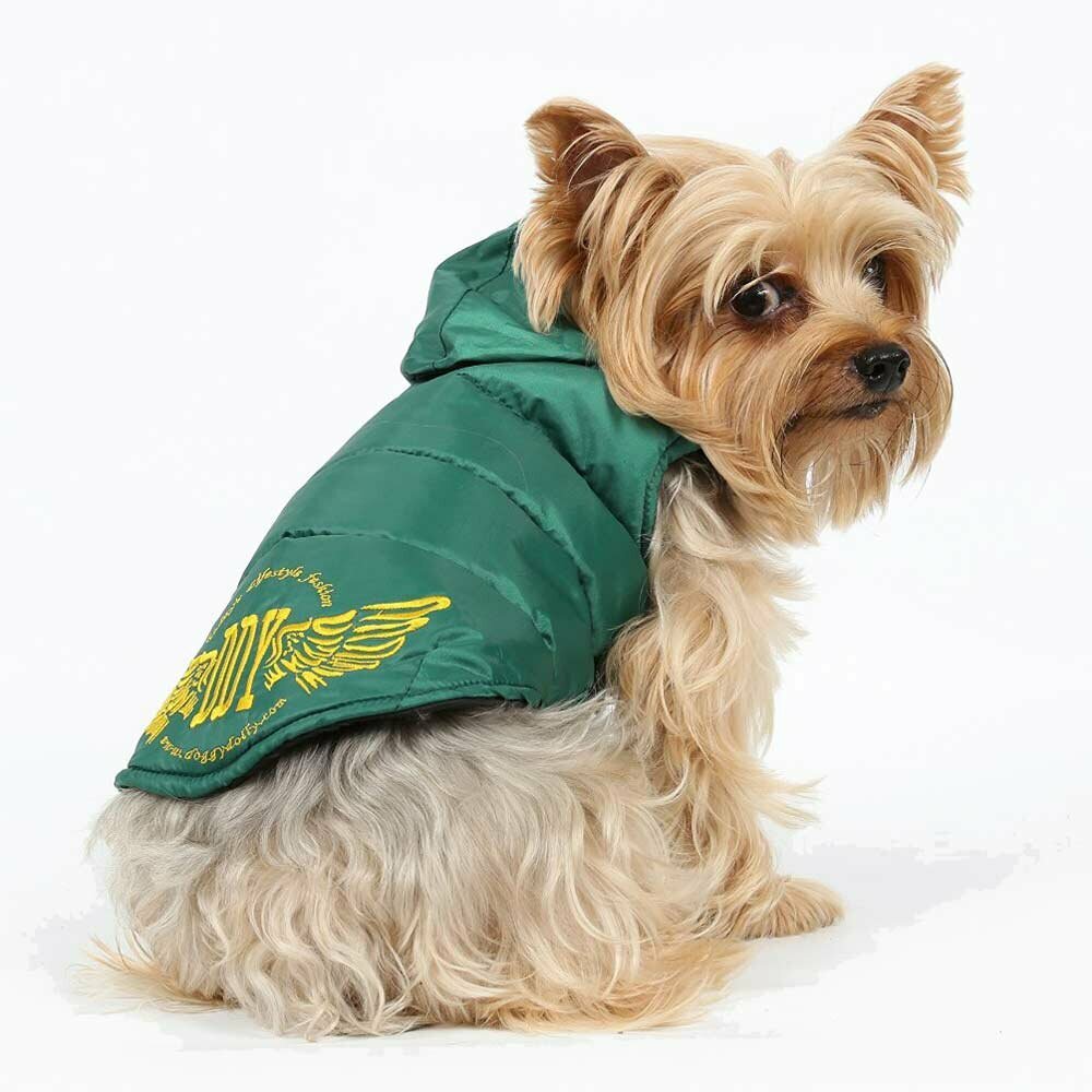 Green dog anorak for winter - warm dog clothes