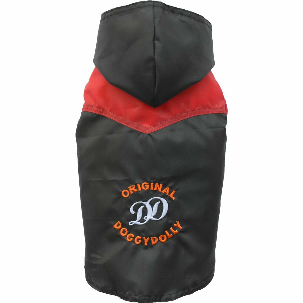 DoggyDolly pug raincoat with 2 legs black red