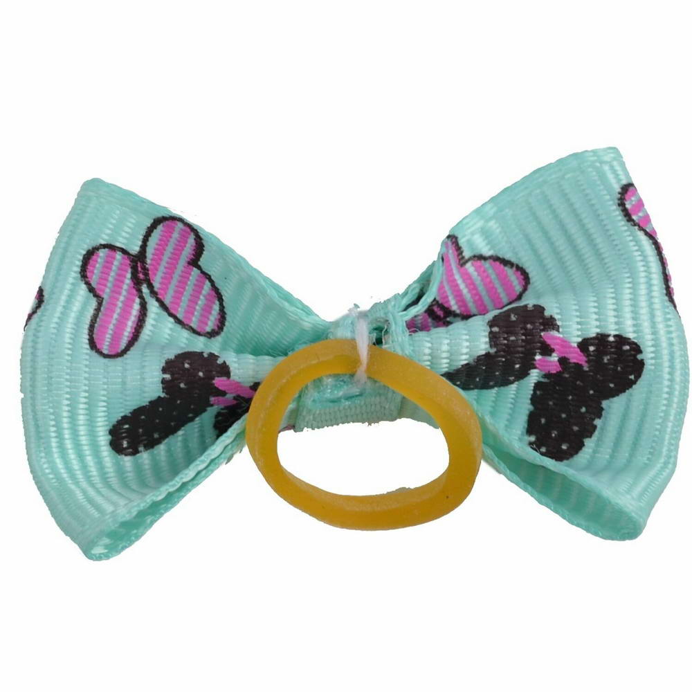 Dog hair bow rubberring "Mariposa turquoise" by GogiPet