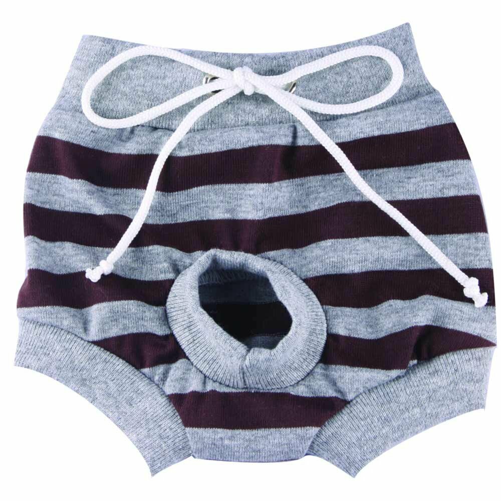 Period panties for dogs brown - grey striped