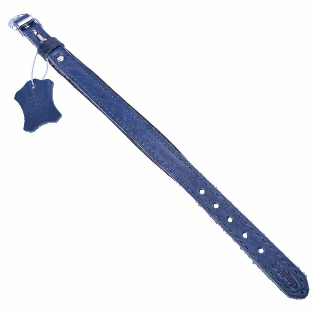 Genuine leather dog collar from GogiPet® blue 