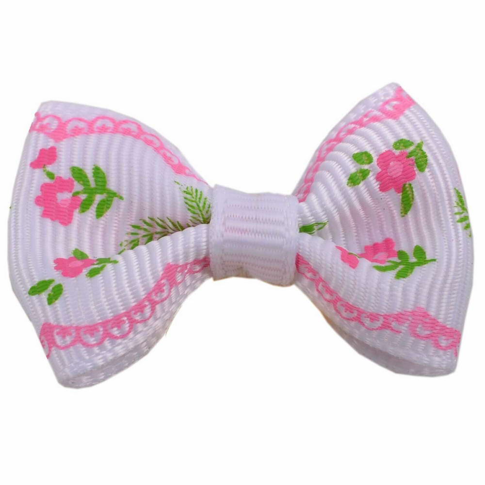 GogiPet dog bow white with roses