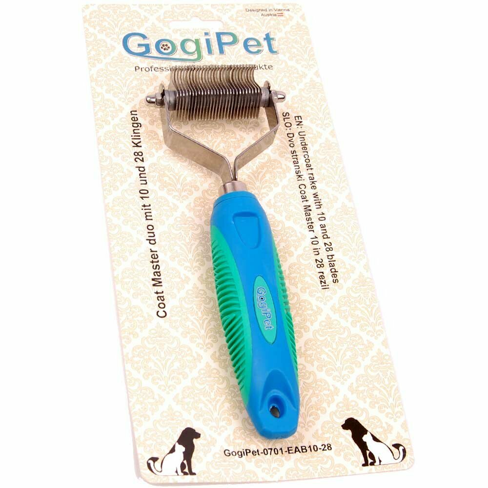 Original GogiPet double coat master with 10 and 28 blades - speed stripper deshedding tool for dogs and cats