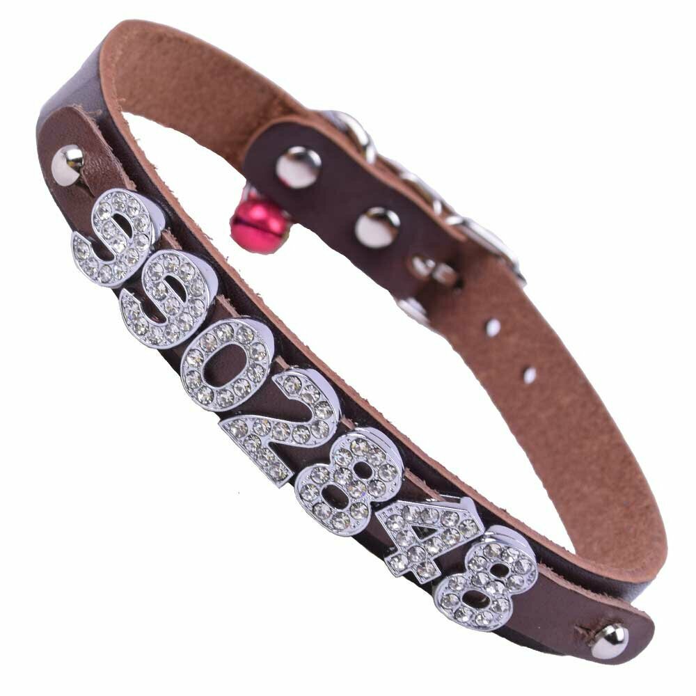 Design your own brown cat collar as name collar with letters and numbers