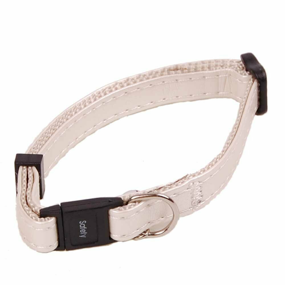 Leather Collar Silver - faux leather cat collar with bells