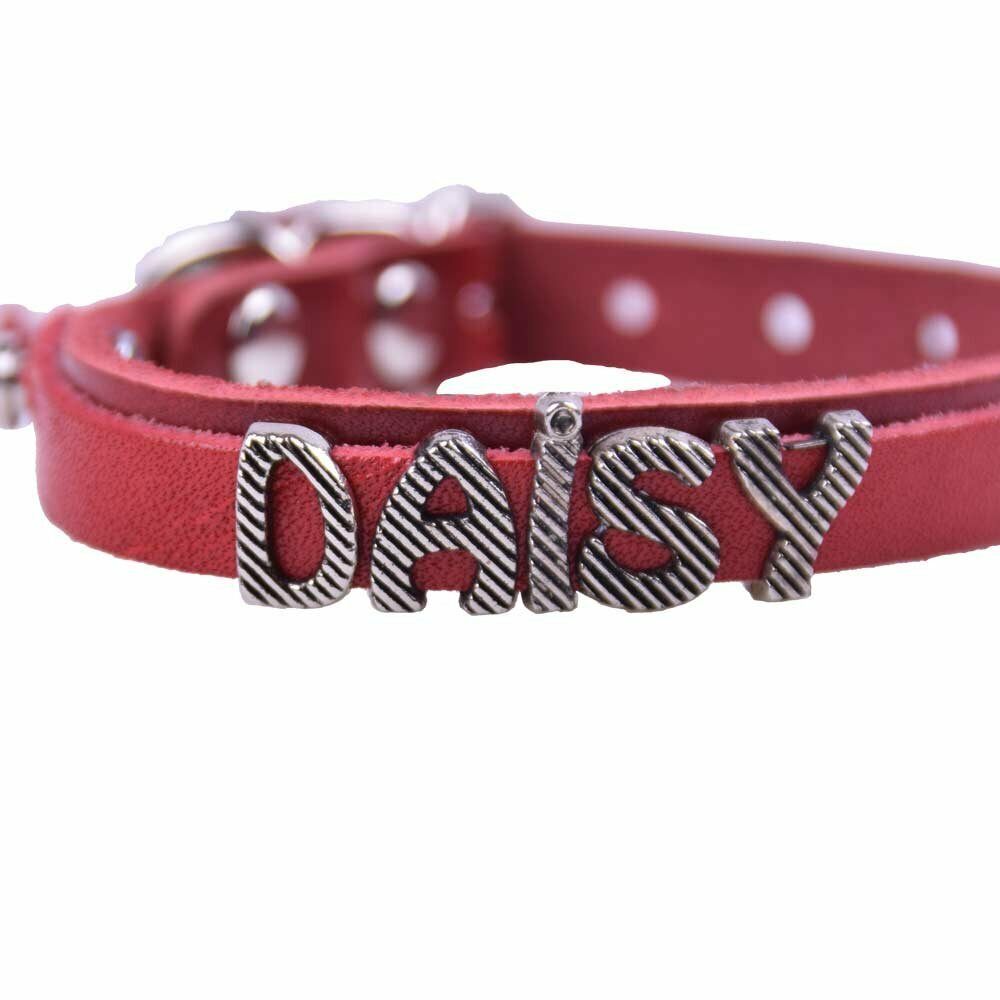 Design your own red cat collar as name collar with letters and numbers