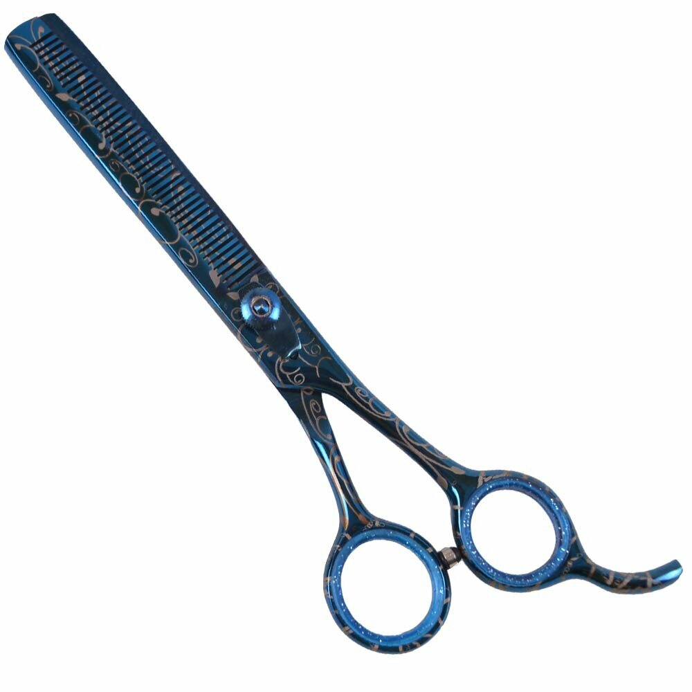 GogiPet Thinning Scissors Blue Tribal 19 cm 7,5 inch from Japanese steel