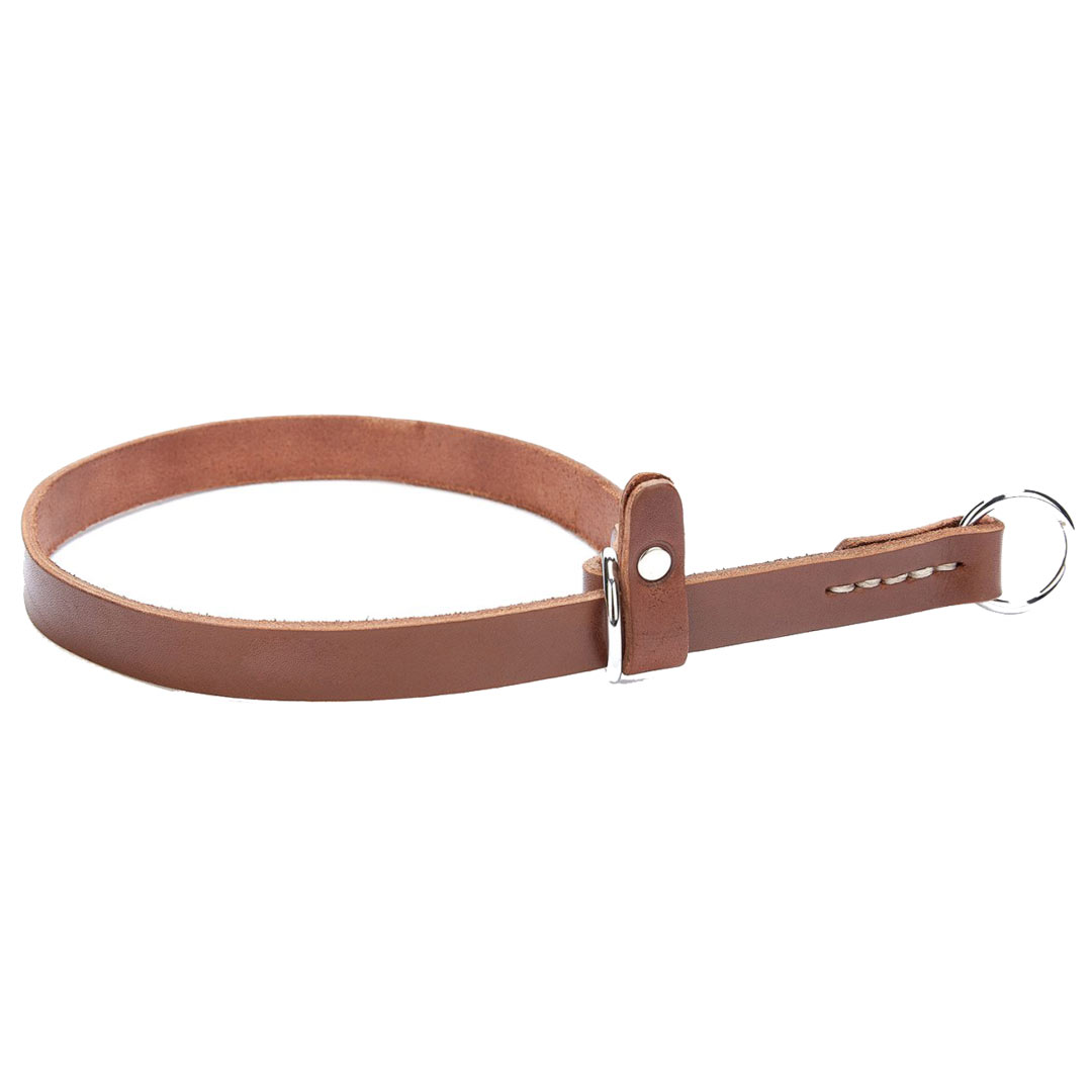 GogiPet® slip collar - Brown genuine leather dog collar-32 - 50 cm