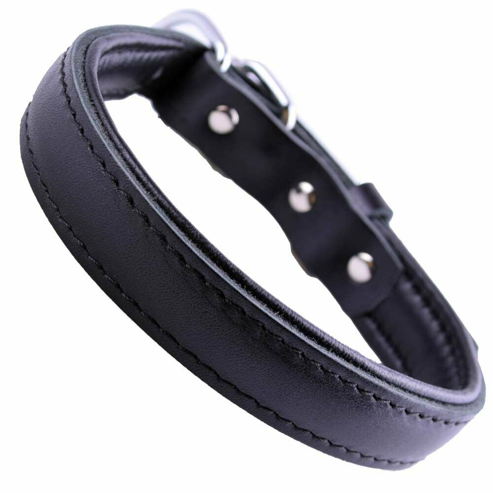 GogiPet® Soft leather dog collar black