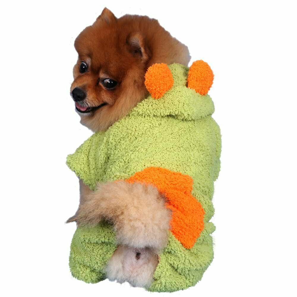 Cuddly dog pullover with green ears