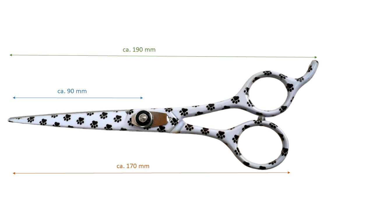 Dog scissors dimensions - white GogiPet hair scissors