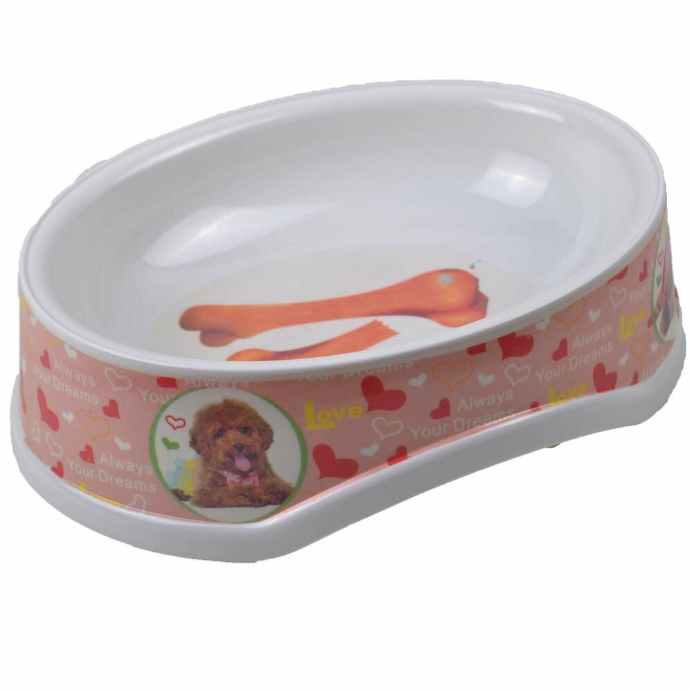 Oval bowl with hearts 1.2 liters - GogiPet petbowls