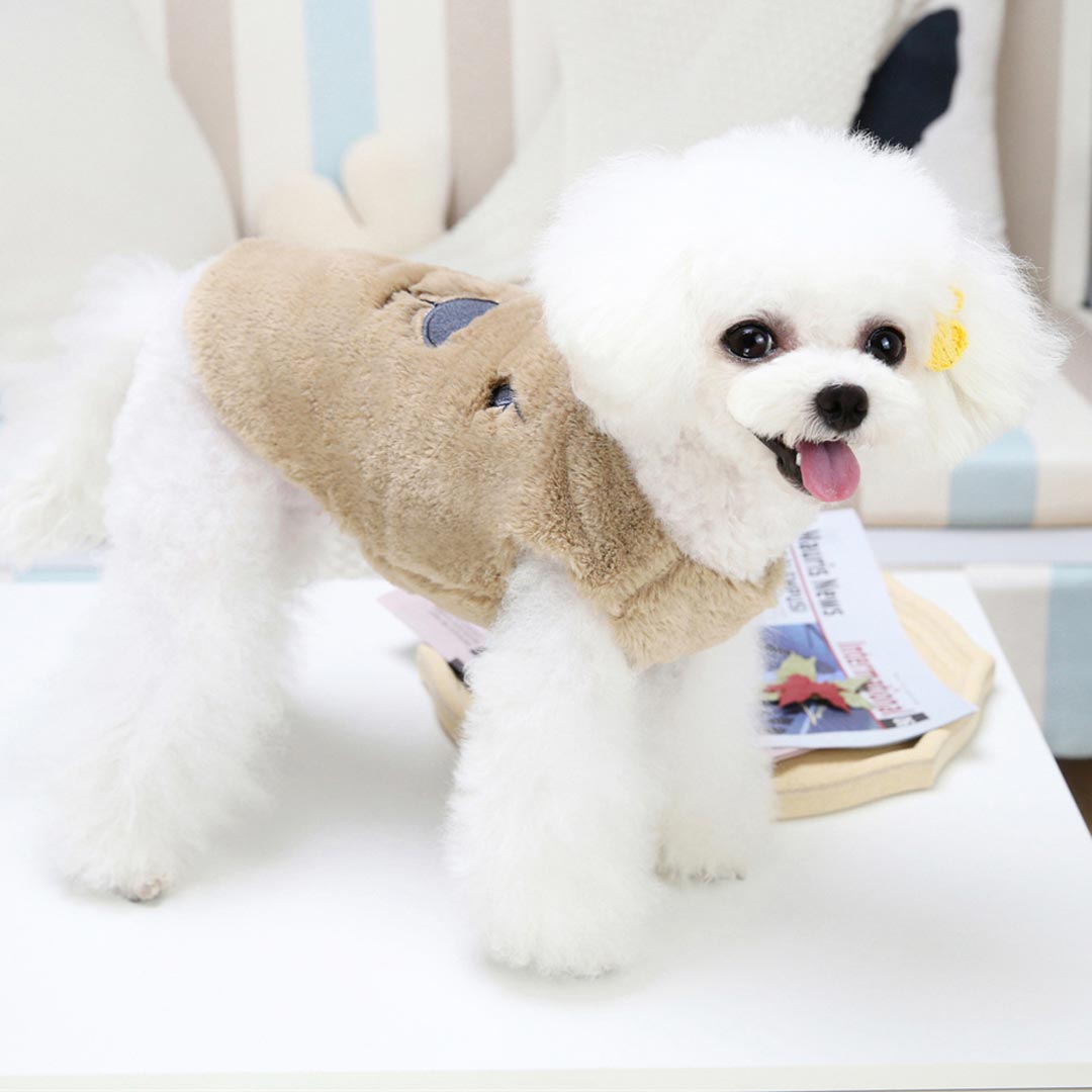Plush Fleece Strolch Sleeveless Khaki Dog Vest