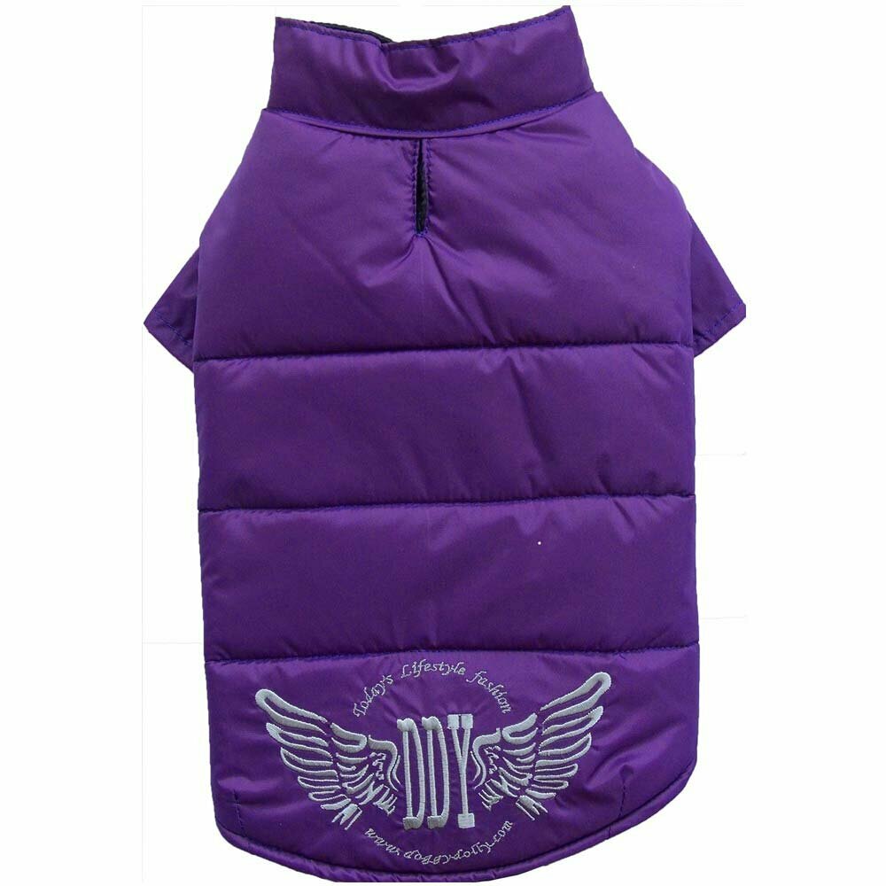 beautiful, purple dog jacket of DoggyDolly water resistant dog clothing 