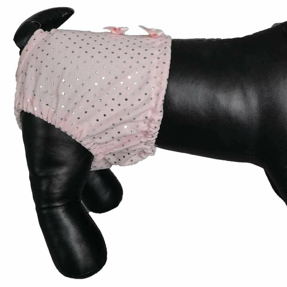 Sanitary dog panties for dogs Pink with stars and bows by GogiPet